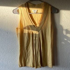 Barneys New York Mustard V-Neck Tank Top